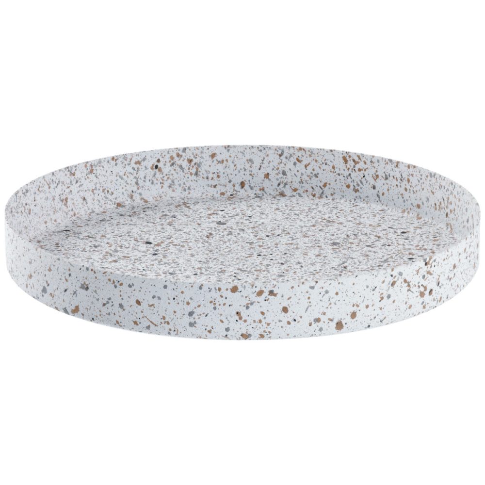 Deko-Tablett Abril; 20.5x2 cm (ØxH); weiss/braun/grau/anthrazit