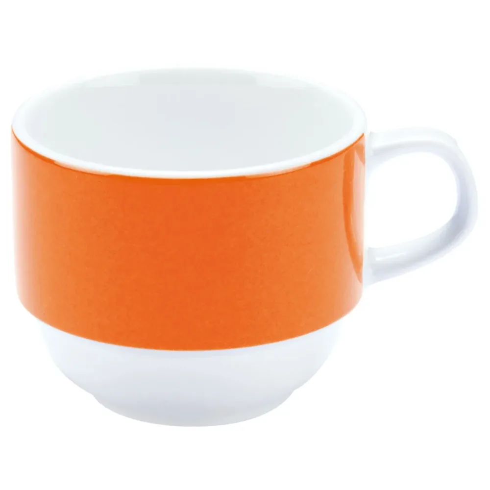 PULSIVA Kaffeetasse Multi-Color; 160 ml, 7x6 cm (ØxH); weiss/orange; rund; 6 Stück / Pack