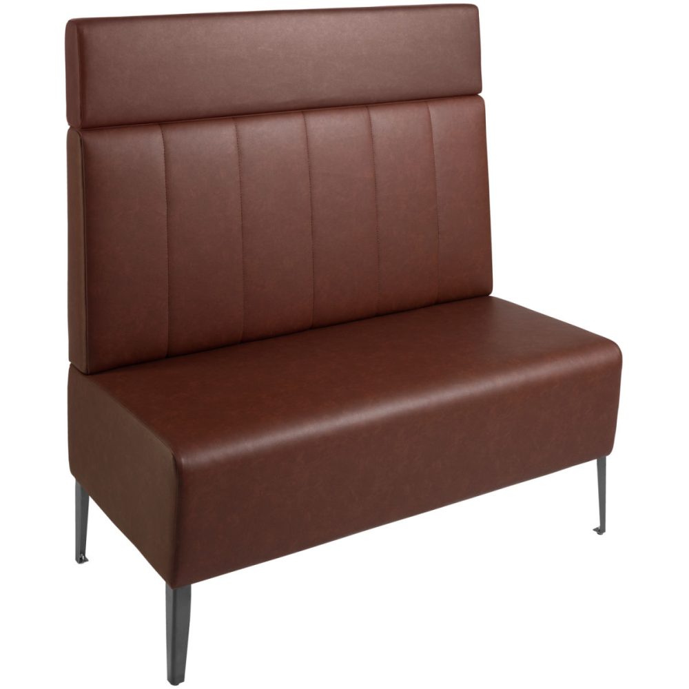 VEGA 2-Sitzer Polsterbank 120 Adapto mit Rückenelement und Aufsatzpolster; 120x64x127 cm (BxTxH); Sitz braun, Gestell schwarz