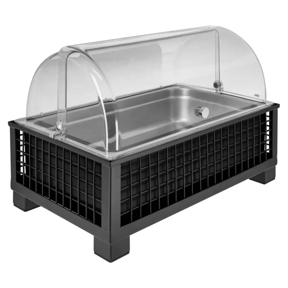 VEGA Kühlvitrine Portland 10 cm Edelstahl 1/1; GN 1/1, 55.4x35.2x29.9 cm (LxBxH); anthrazit/transparent/edelstahl; rechteckig