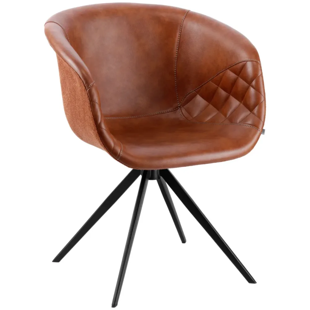 VEGA Armlehnstuhl Yankee; 61x60x80 cm (BxTxH); Sitz cognac, Gestell schwarz