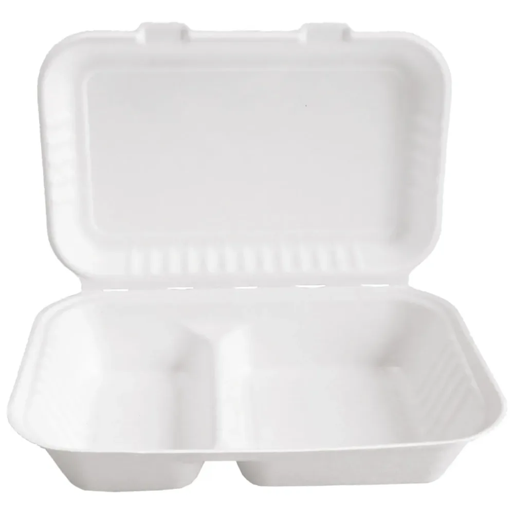 NATUREStar Zuckerrohr-Lunchbox Nature VII 2 geteilt, rechteckig; 1000 ml, 24.5x16x6.8 cm (LxBxH); weiss; rechteckig; 25 Stück / Pack