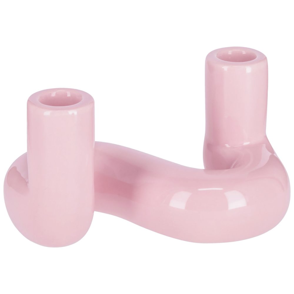 Spitzkerzenhalter Alea; 18x11.2x10 cm (LxBxH); rosa; organisch