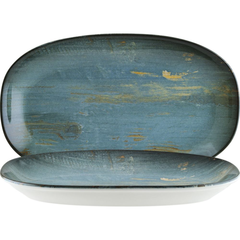 Bonna Platte Madera Mint oval; 15x8.5 cm (LxB); türkis/braun/schwarz; oval; 12 Stück / Pack