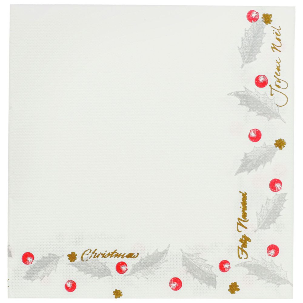 GARCIA DE POU Serviette Weihnachten NOËL; 40x40 cm (BxL); weiss/rot/gold/grau; 50 Stück / Pack