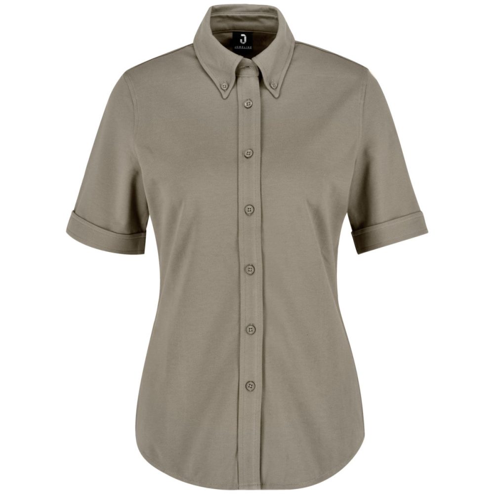 JOBELINE Damen Bluse Piqué Kurzarm; Kleidergrösse 2XL; taupe