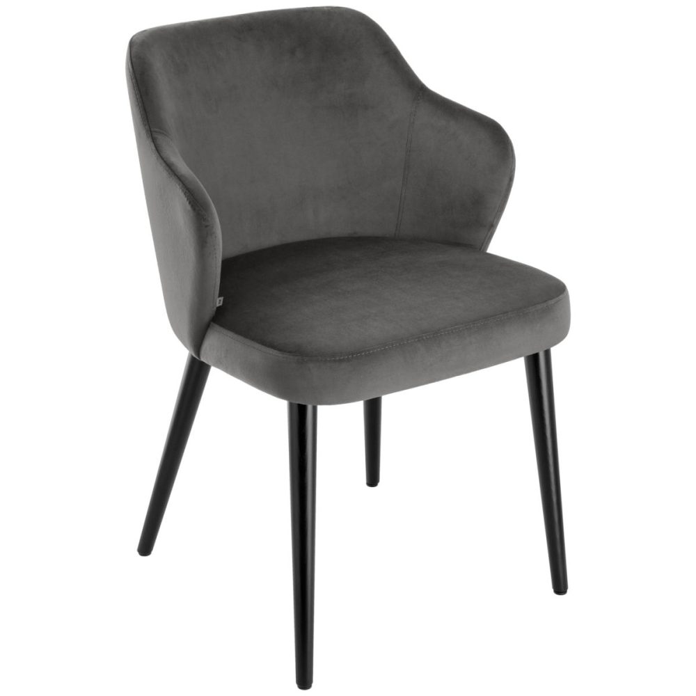 VEGA Polsterstuhl Katya Samt; 55x58x81 cm (BxTxH); Sitz grau, Gestell schwarz