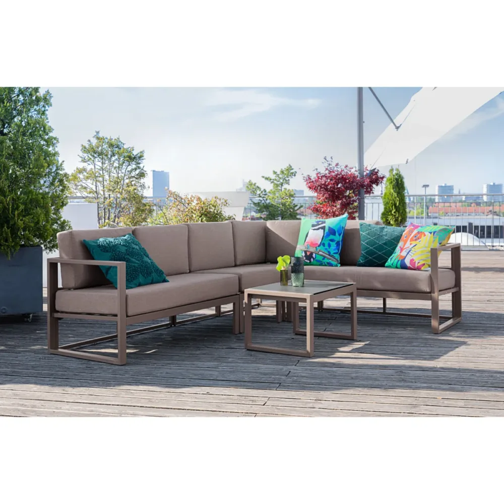 VEGA Outdoor Lounge-Set Sereno; 255x195x64 cm (BxTxH); Sitz taupe, Gestell taupe