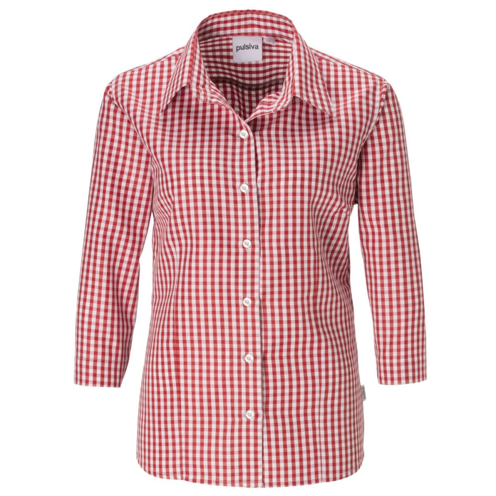 PULSIVA Damenbluse Marie Dreiviertelarm; Kleidergrösse 48; rot/weiss