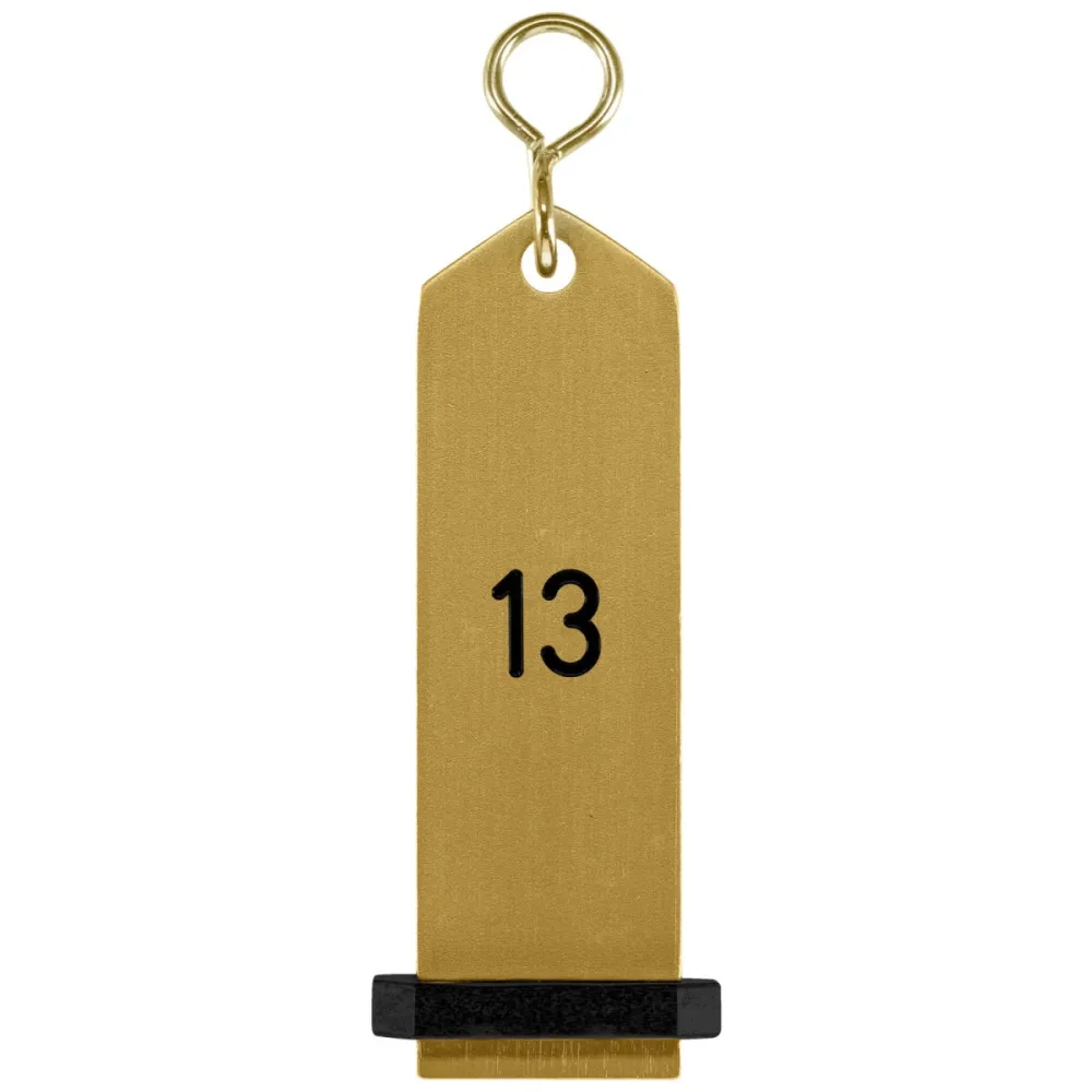 PULSIVA Schlüsselanhänger Bumerang mit Ziffernprägung; 10x3 cm (LxB); gold; Prägung 13