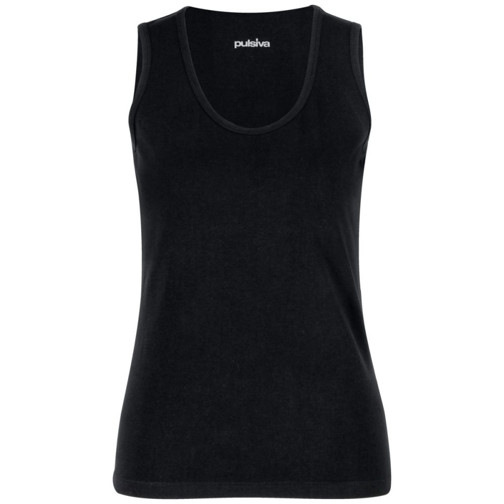PULSIVA Damenshirt Double Tanktop; Kleidergrösse M; schwarz; 2 Stück / Pack
