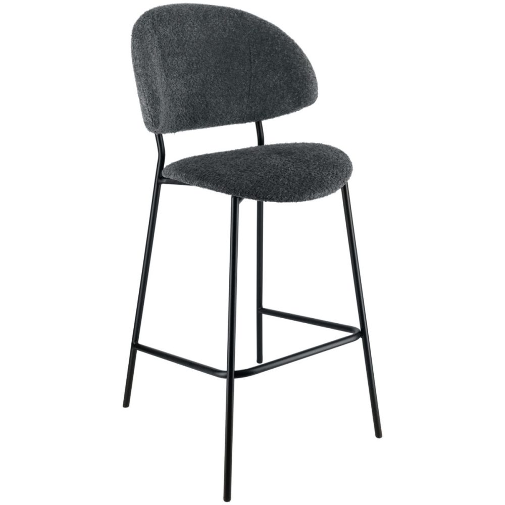 VEGA Barstuhl Lindo Bouclé; 50.5x54.5x110 cm (BxTxH); Sitz schwarz, Gestell schwarz