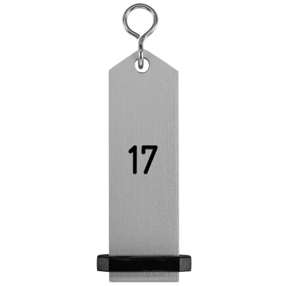 PULSIVA Schlüsselanhänger Bumerang mit Ziffernprägung; 10x3 cm (LxB); silber; Prägung 17