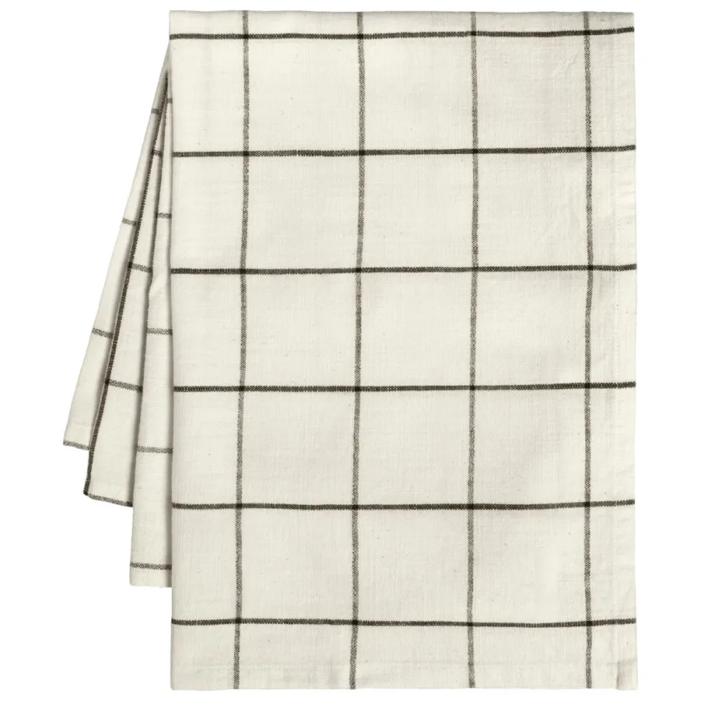 ERWIN M. Meterware Tischdecke Skan gross kariert; 160 cm (B); cremeweiss/anthrazit