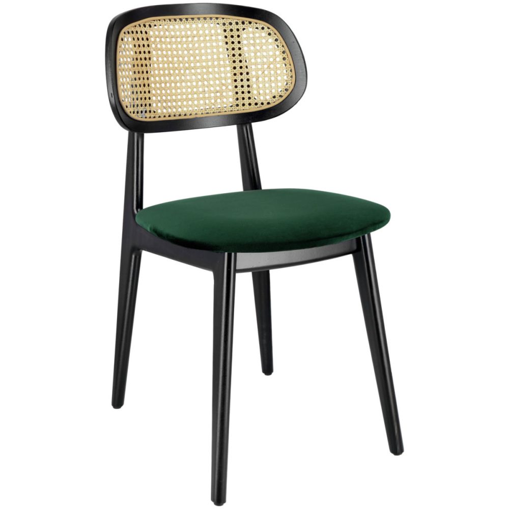 VEGA Wiener Geflecht Stuhl Vindo Samt; 45x51x83 cm (BxTxH); Sitz tannengrün, Gestell schwarz; 2 Stück / Pack