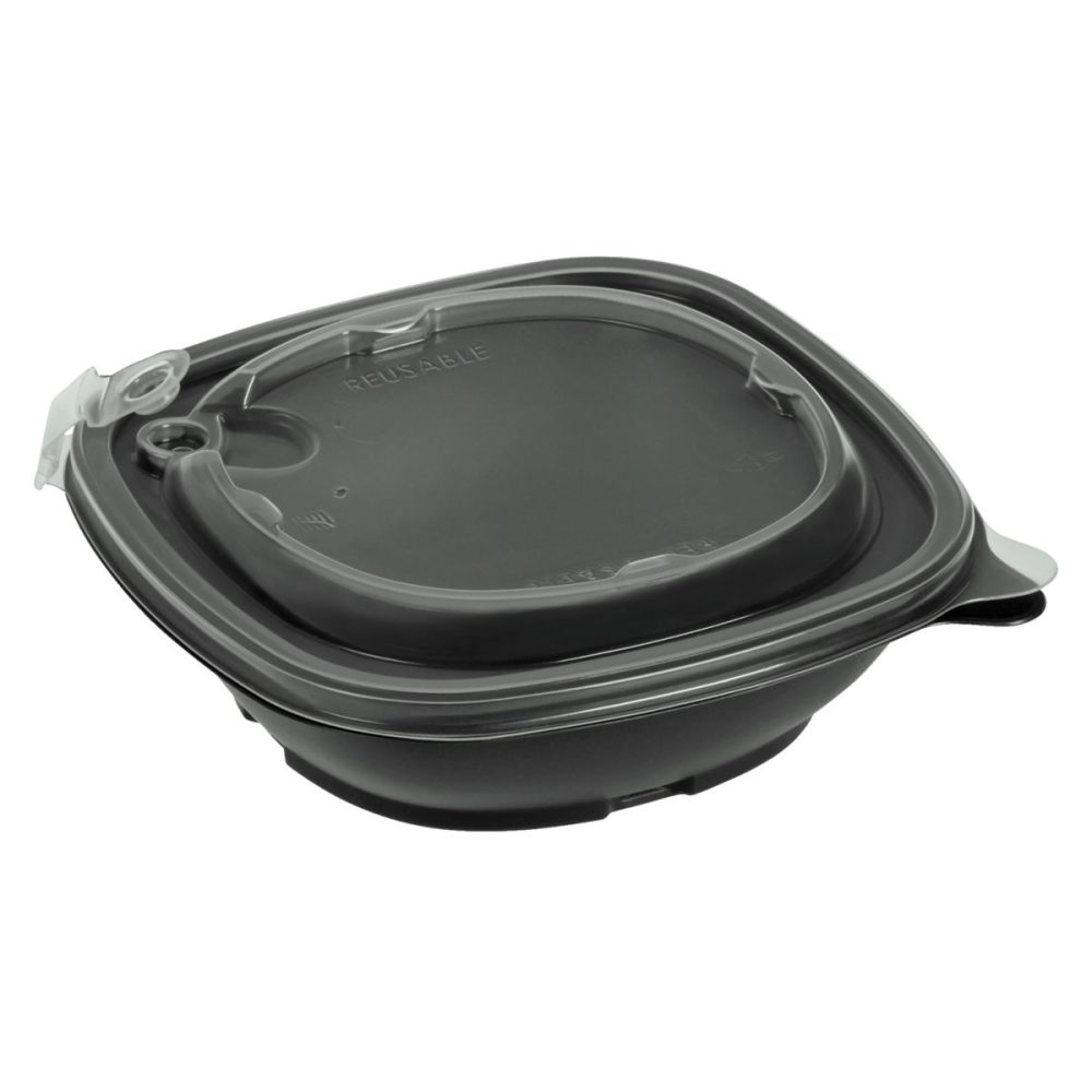 suplesse Mehrweg-Schale Suplesse inkl. Deckel; 500 ml, 17x17x5 cm (LxBxH); schwarz; quadratisch; 50 Stück / Pack