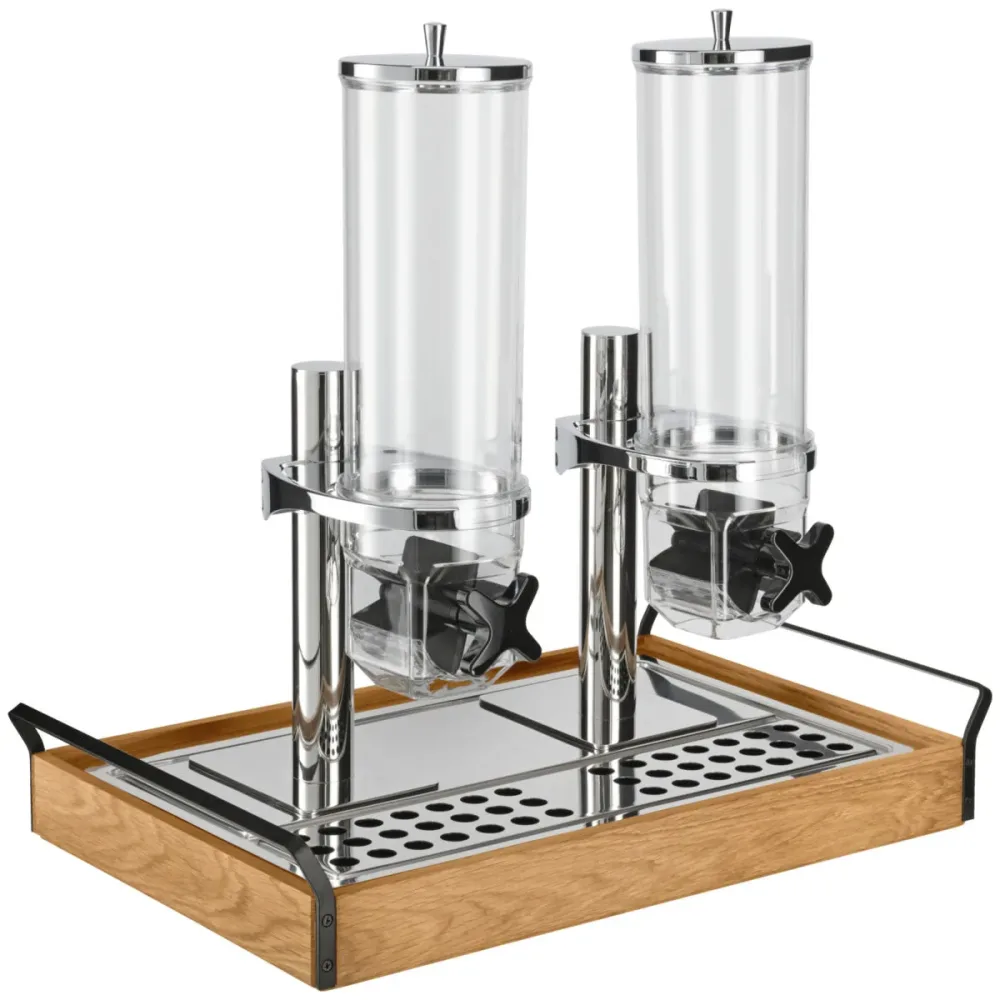 VEGA Müslispender Esino doppelt 1/1; GN 1/1, 61.9x38.6x56.2 cm (LxBxH); eiche/schwarz/edelstahl; rechteckig