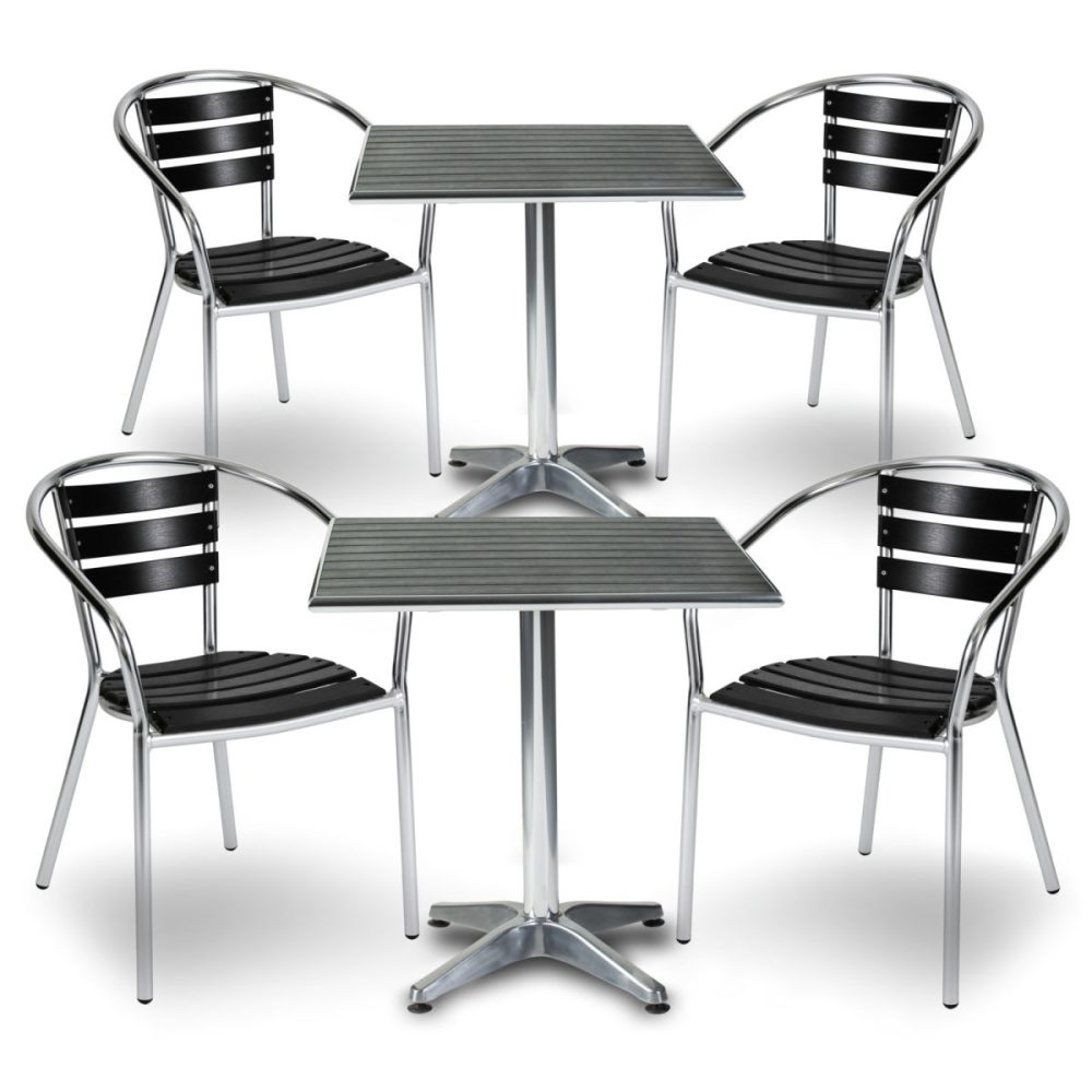 PULSIVA Outdoor-Bistromöbel-Set Coffee Bar 6-tlg.; schwarz/silber
