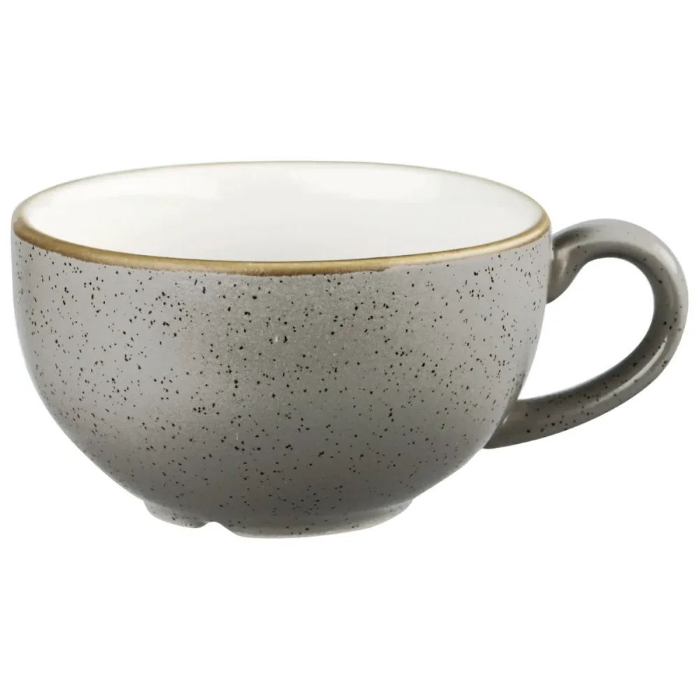 Churchill Cappuccino Tasse Stonecast Peppercorn; 340 ml, 11x6.5 cm (ØxH); grau/braun; rund; 12 Stück / Pack