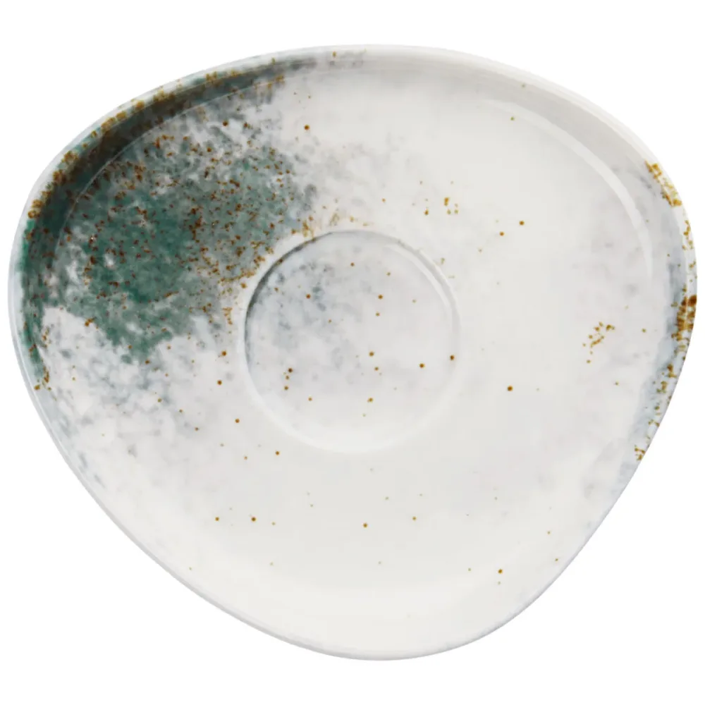 VEGA Espresso-Untertasse Purior; 12.5x11x2.1 cm (LxBxH); weiss/petrol; oval; 6 Stück / Pack
