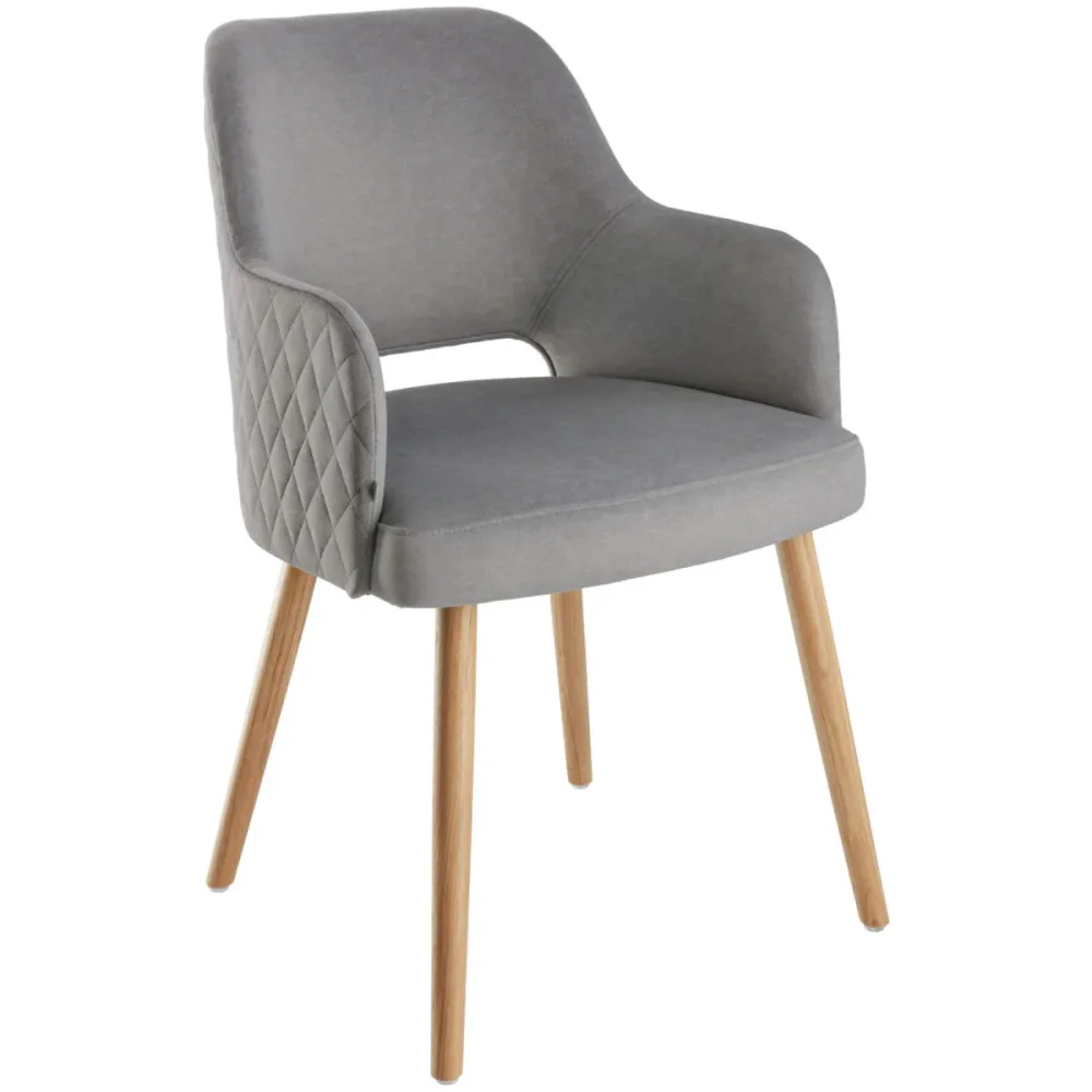 VEGA Stuhl Rombo Samt; 46x47x85 cm (BxTxH); Sitz grau, Gestell eiche