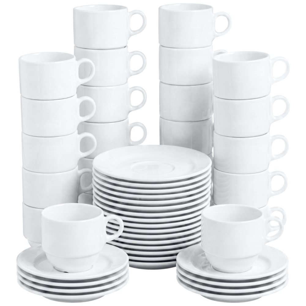 PULSIVA Kaffee-Set Stackora 48-teilig; 190 ml, 8x7 cm (ØxH); weiss; 24 Set / Pack