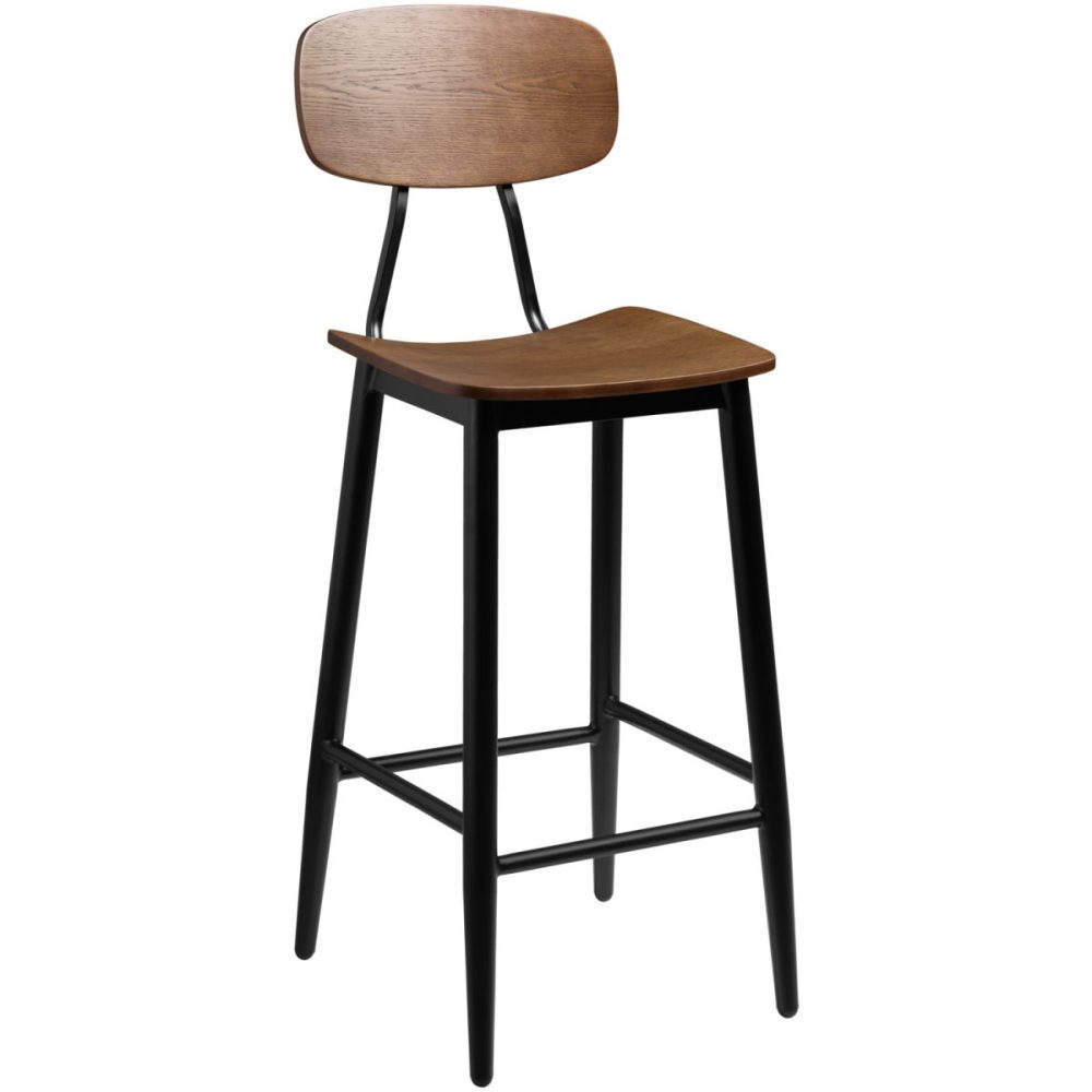 VEGA Barstuhl Scola; 44.5x51x115 cm (BxTxH); Sitz braun antik, Gestell schwarz; 2 Stück / Pack
