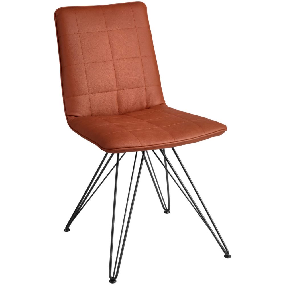 VEGA Schalenstuhl Milaria Kunstleder, Gestell Metall; 60x51x88.5 cm (BxTxH); Sitz cognac, Gestell schwarz; 2 Set / Pack