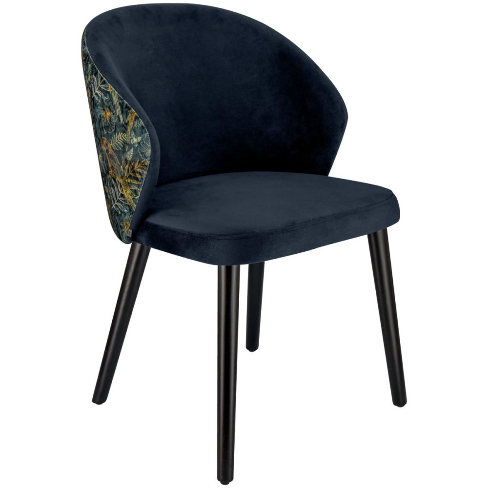 VEGA Polsterstuhl Floral; 54x59x82 cm (BxTxH); Sitz blau, Gestell schwarz