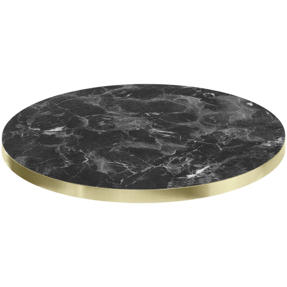 VEGA Indoor-Tischplatte Marvani rund; 120x2.5 cm (ØxH); gold/schwarz/marmoriert; rund