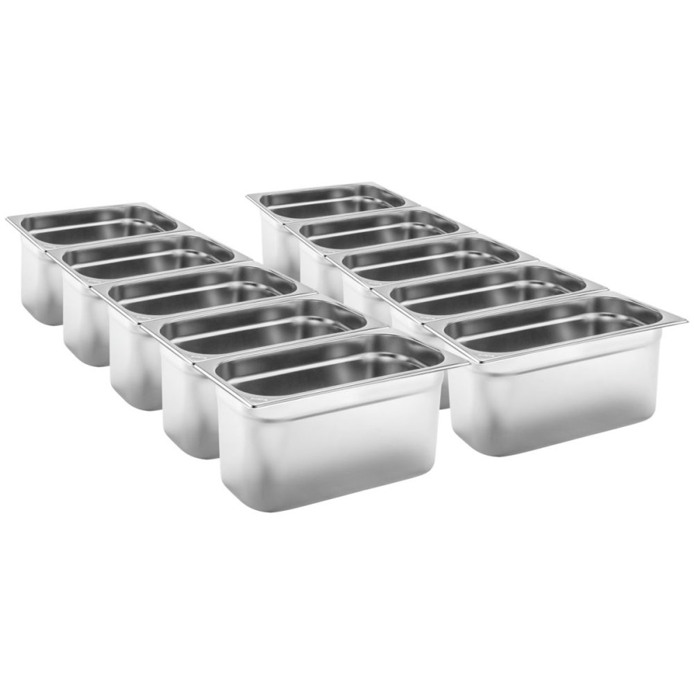 PULSIVA Vorteilspack GN-Behälter 1/3 Basic; GN 1/3, 5700 ml, 32.5x17.6x15 cm (LxBxT); silber; 10 Stück / Pack