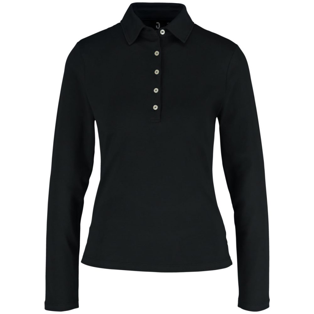 JOBELINE Damen Poloshirt Malme Langarm; Kleidergrösse L; schwarz