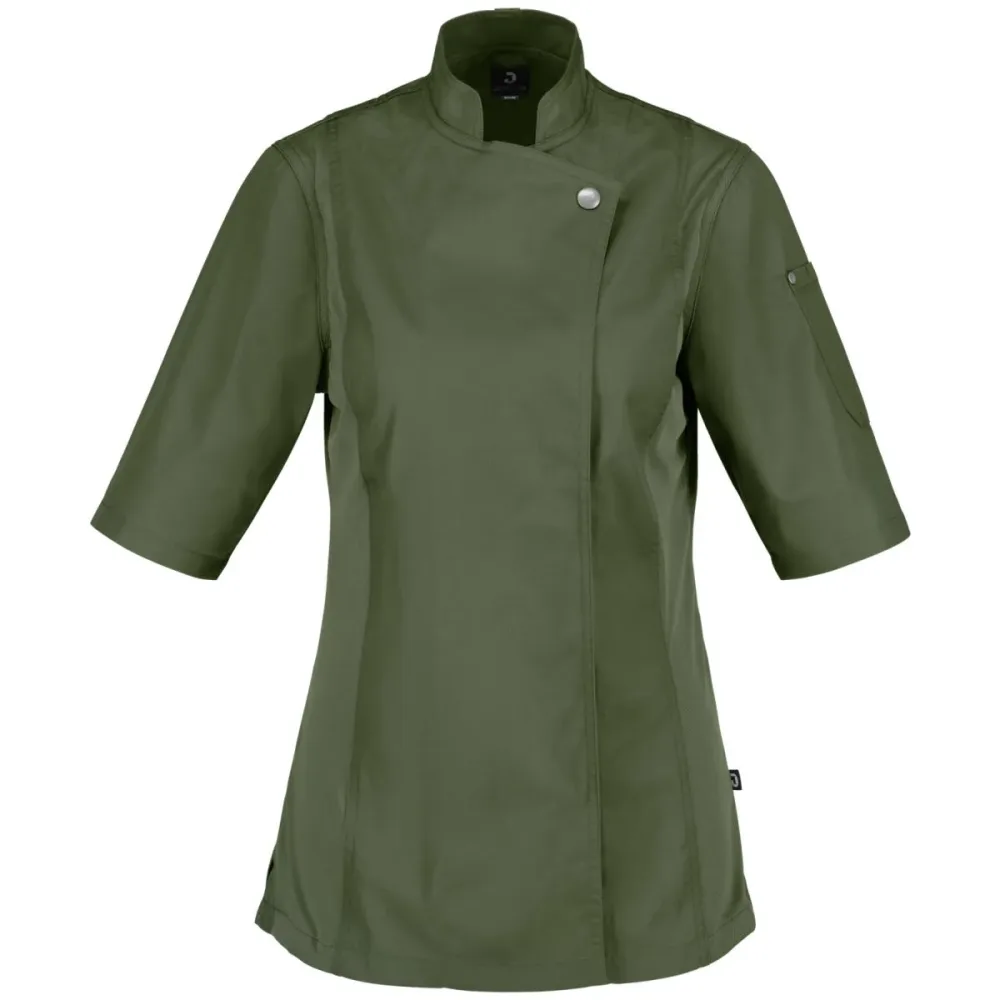JOBELINE Damen Kochjacke Carter Kurzarm; Kleidergrösse 34; oliv
