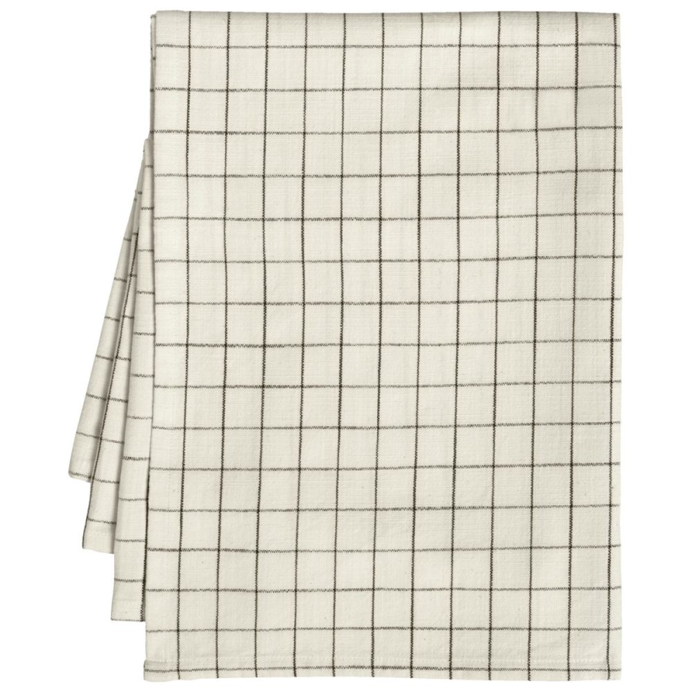 ERWIN M. Meterware Tischdecke Skan klein kariert; 160 cm (B); cremeweiss/anthrazit