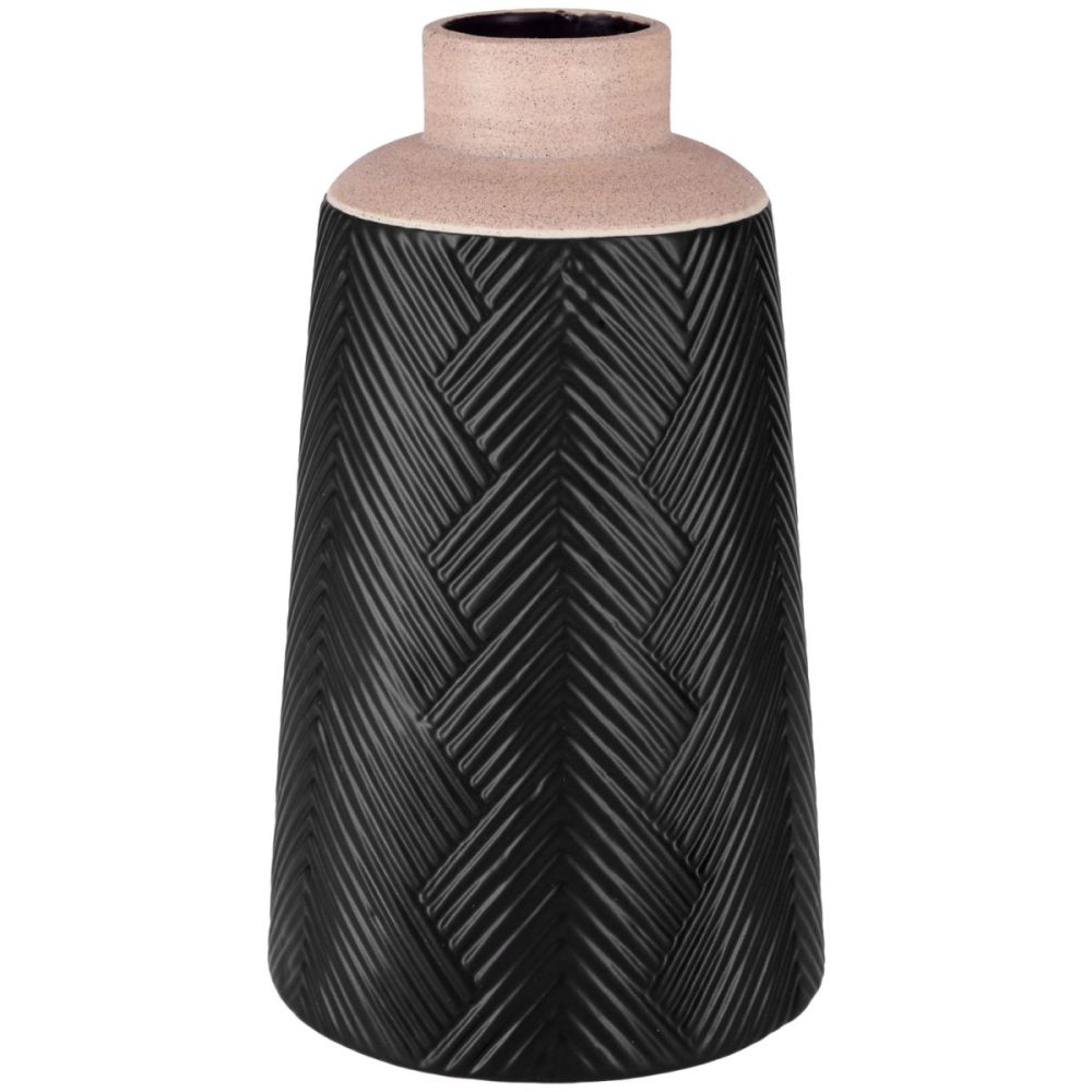 Vase Borka; 15.7x26 cm (ØxH); beige/schwarz