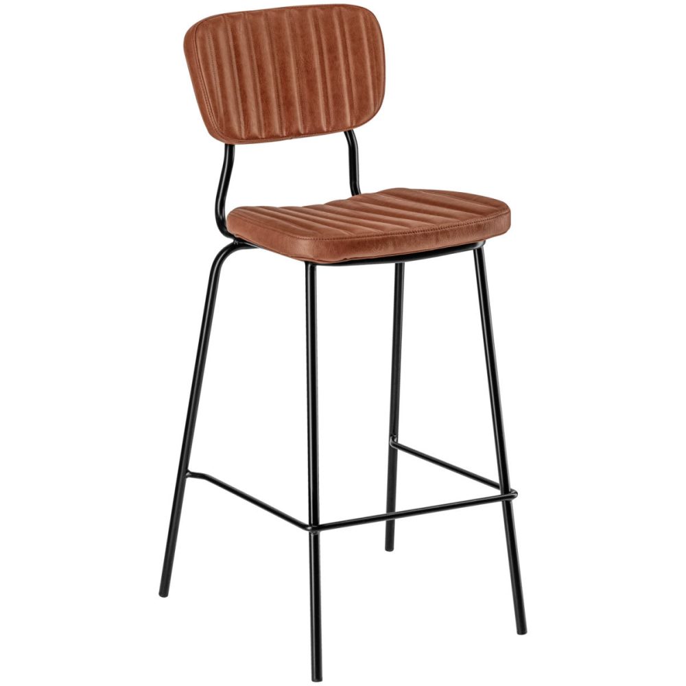 VEGA Barstuhl Tolo; 53x53x112 cm (BxTxH); Sitz cognac, Gestell schwarz; 2 Stück / Pack