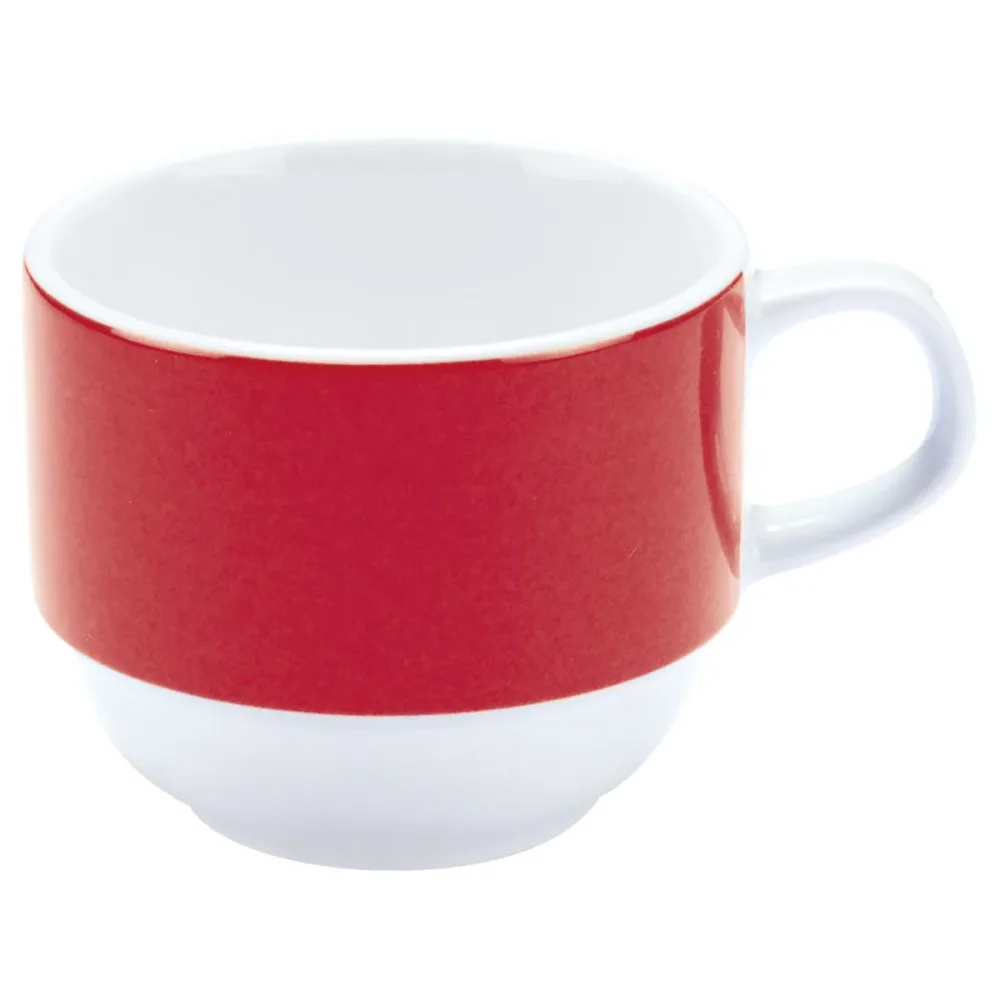 PULSIVA Kaffeetasse Multi-Color; 160 ml, 7x6 cm (ØxH); weiss/rot; rund; 6 Stück / Pack