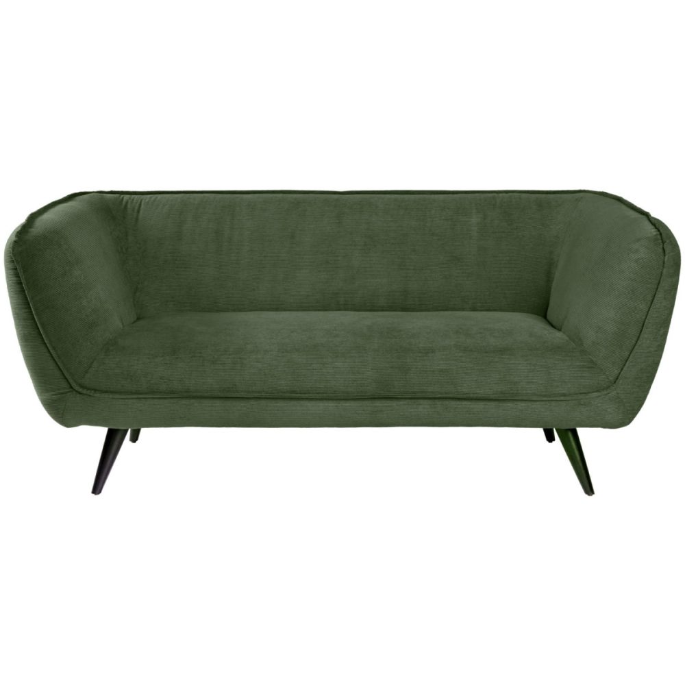 VEGA Sofa Kelso Cord, 3-Sitzer; 183x88x76 cm (BxTxH); Sitz grün, Gestell schwarz