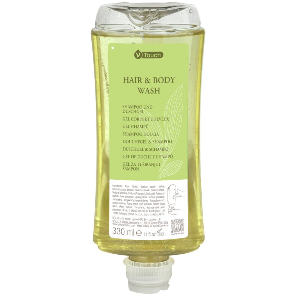 V-Touch Hotel Shampoo und Duschgel Mineral im Spendersystem; 330 ml; grün; 24 Stück / Pack