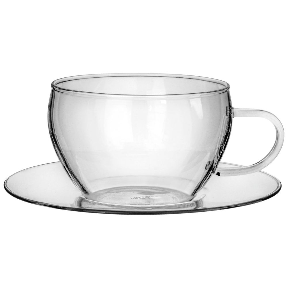 VEGA Kaffee- Ober- und Untertasse Nini; 250 ml, 8.8x6.1 cm (ØxH); transparent; 6 Stück / Pack