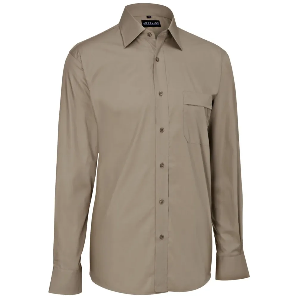 JOBELINE Herrenhemd Marc Langarm; Kleidergrösse 37/38; taupe