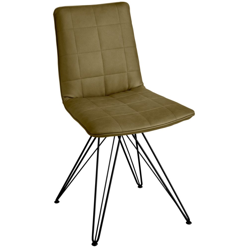VEGA Schalenstuhl Milaria Kunstleder, Gestell Metall; 60x51x88.5 cm (BxTxH); Sitz oliv, Gestell schwarz; 2 Set / Pack