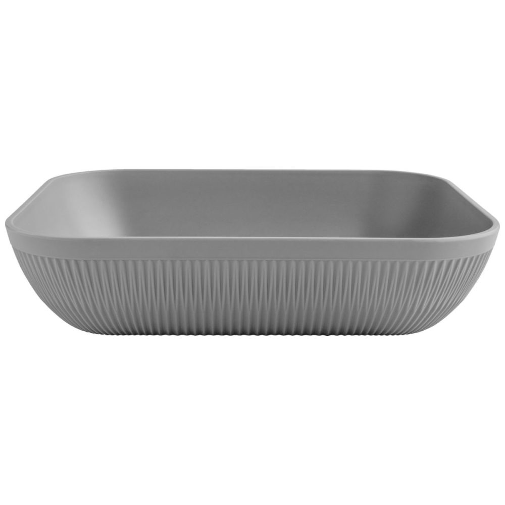 VEGA Schale Kanas rechteckig mit Relief; 3900 ml, 32.5x26.5x7.5 cm (LxBxH); grau; rechteckig