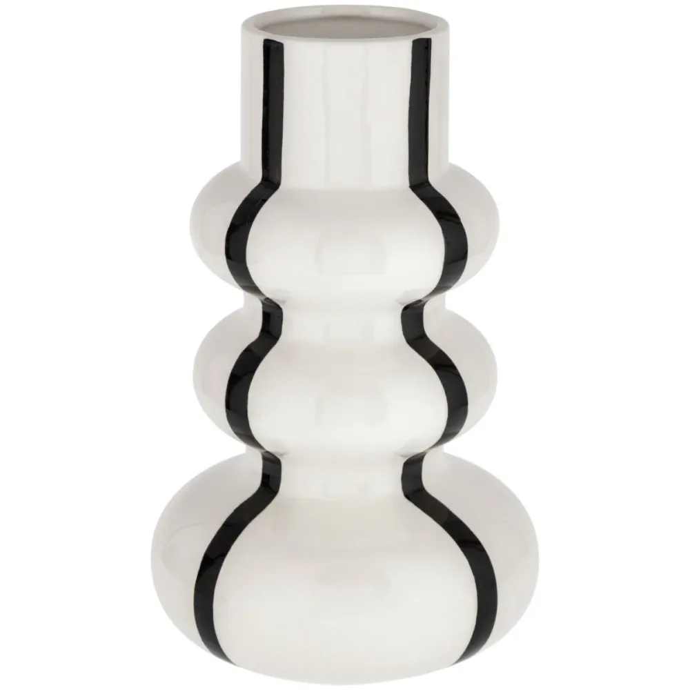 Vase Ayumi; 15x25 cm (ØxH); weiss/schwarz; rund
