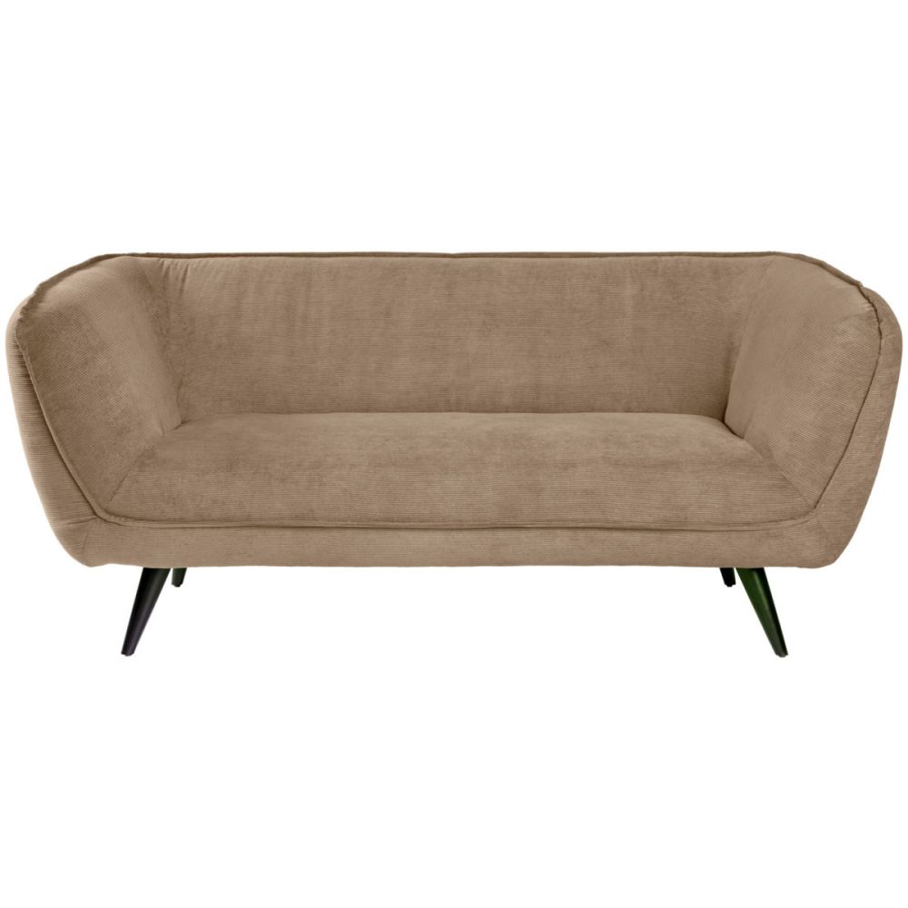 VEGA Sofa Kelso Cord, 3-Sitzer; 183x88x76 cm (BxTxH); Sitz taupe, Gestell schwarz