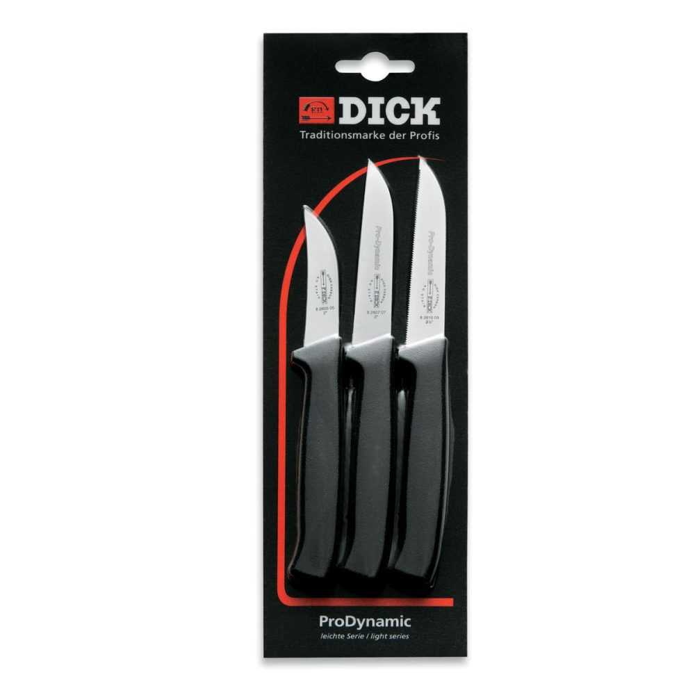F. Dick Küchenmesser-Set ProDynamic 3-teilig; silber/schwarz