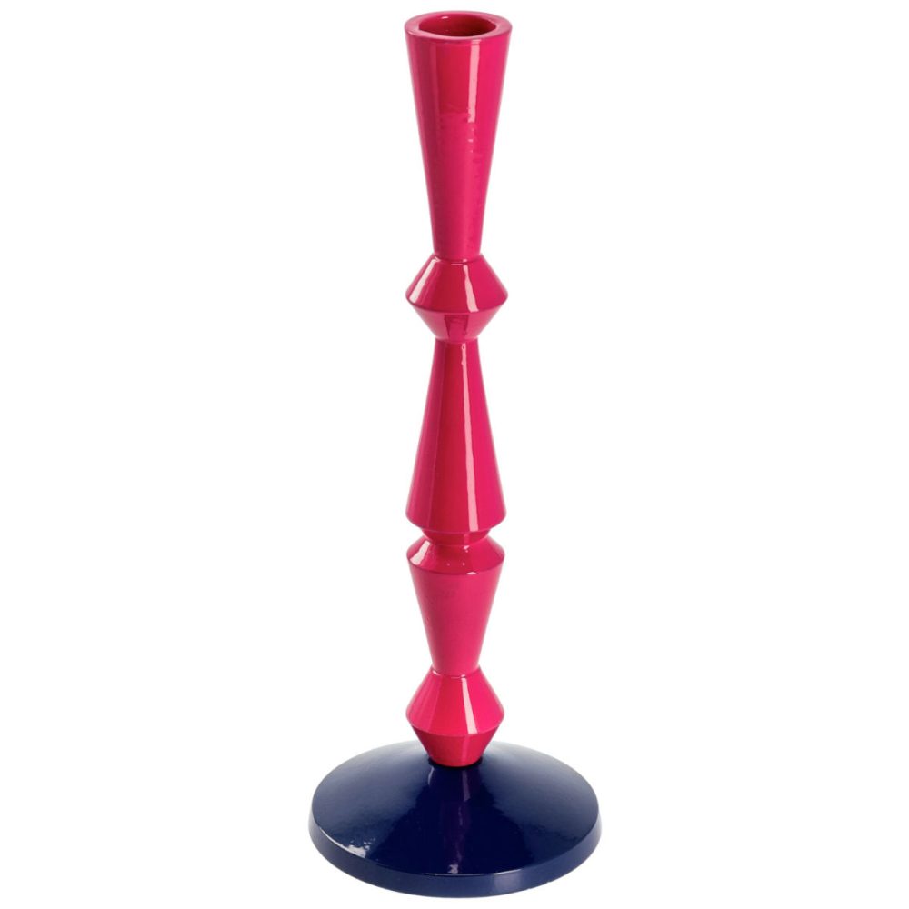 Spitzkerzenhalter Andris; 9.5x25 cm (ØxH); pink/dunkelblau