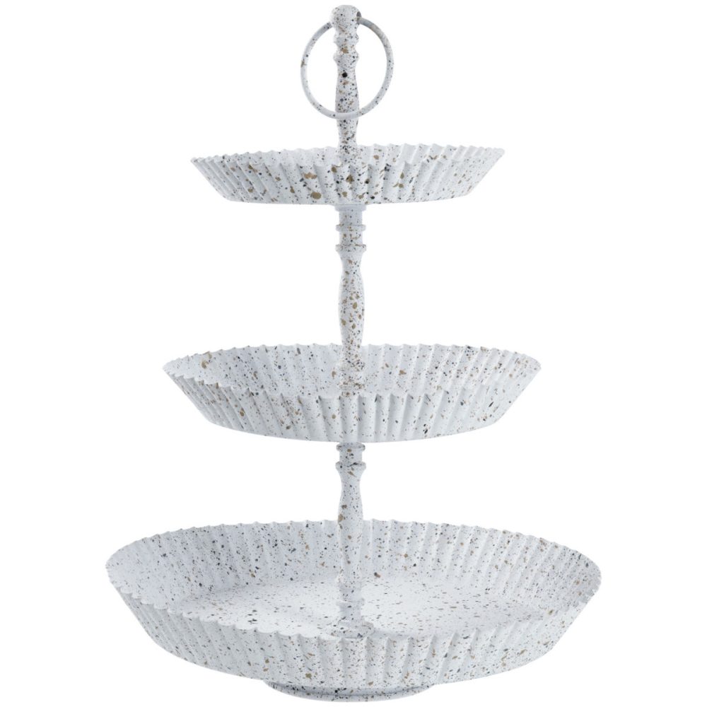 Deko-Etagere Abunya; 35x47 cm (ØxH); weiss/braun/grau/anthrazit