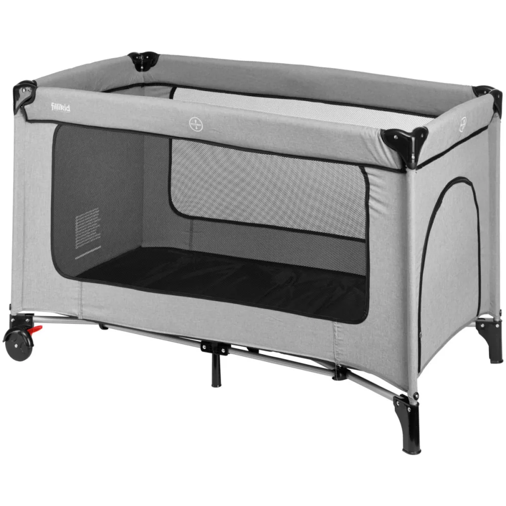 fillikid Kinder-Reisebett Bambina mit Rollen; 124x64.5x77 cm (LxBxH); hellgrau