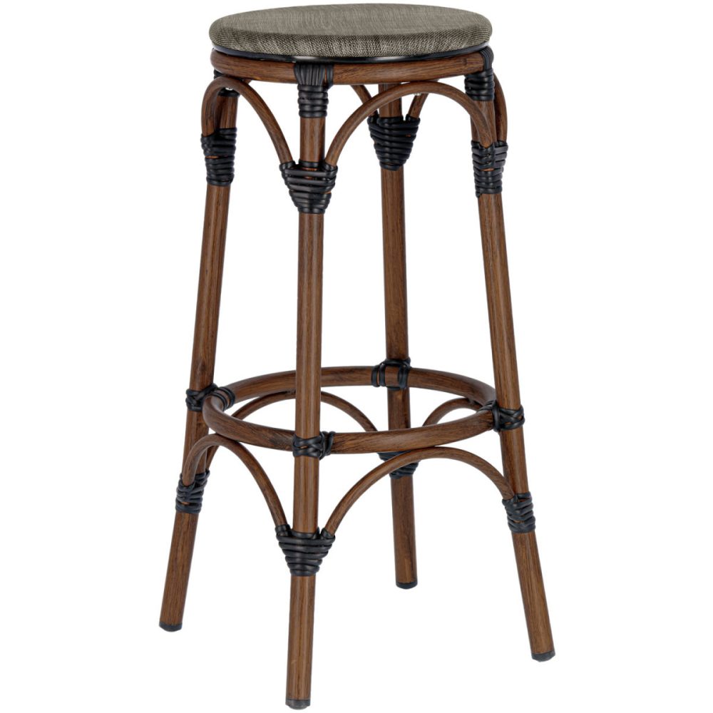 VEGA Outdoor Barhocker Rimalia; 36x36x76 cm (BxTxH); Sitz grau meliert, Gestell braun; 2 Stück / Pack